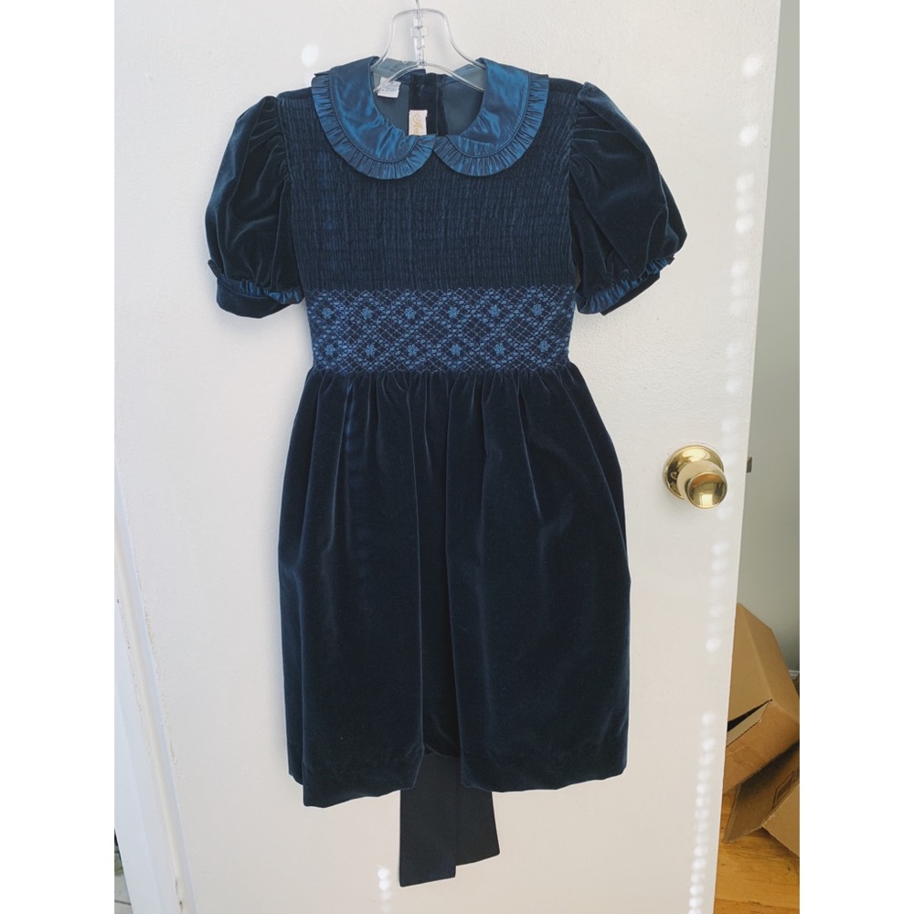 Blue Velvet Girls Dress, Sz 6X, Anarini